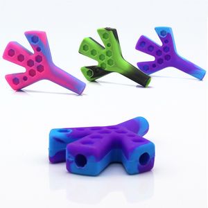 Silicone Joint holder Triple-hole Rolling Paper Cones holder Trident Three Holes Dry Herb Smoking pipe Cigarette Mouthpiece Mouth Tips