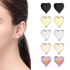 Borchie a forma di cuore semplice in acciaio inossidabile Mini orecchini adorabili in acciaio al titanio 6MM 8MM 5 colori per uomo Donna Gioielli di moda