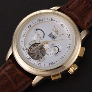 Heißer Verkauf Gewinner Jaragar Marke Multifunktions Tourbillon Automatische Mechanische Uhr Luxus Herren Uhr 4 Hände Datum Reloj Hombre