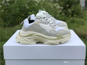 Fashion Outdoor Paris 17fw Triple-s 2018 Triple s Sneaker Desi Luxury Dad Skor för Mäns Kvinnor Beige Black Sports Running Shoes 36-45