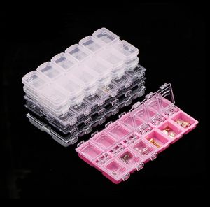 12 Grids Clear Empty Storage Box Rhinestone Acrylic Crystal Beads Jewelry Decoration Nail Art Accessories Pills Container SN513