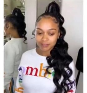 Brazylijski falisty kręcone kucyk dla kobiet Brazylijski Naturalny Czarny Kolor Klip w Ponytails Human Hair Extensions 140g Bundles