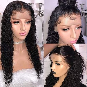 360 Lace Frontal Wig Pre Plocked Brazilian Remy Vattenvåg Curly Human Hair Front Paryk för svarta kvinnor 150%