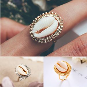 Bohemian Antique Gold Shell Ring Sommer Strand Conch Finger Ring Für Frauen Mädchen Charming Metall Finger Ring Schmuck Zubehör