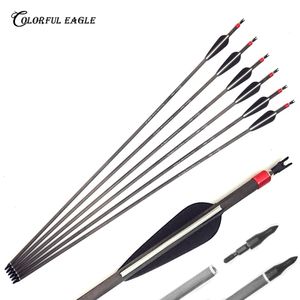 Archery 28/30/31-Inch Pure Carbon Arrows with Field Points Replaceable Tips for Recuve Bow & Compound Bow Arrow Targeting Hunting