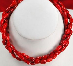 Strands Sea Blood Red Coral Beads Necklace with Silver Tone Toggle 19