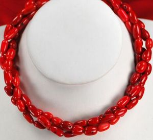 Strands Sea Blood Red Coral Beads Necklace with Silver Tone Toggle 19