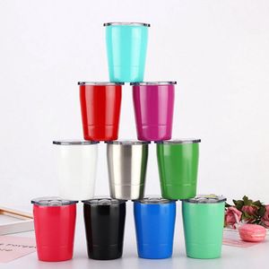 Garrafa Caneca 8 onças inoxidável Exterior Água de aço com tampas sem palha Vacuum Cup Duplo Walled Wine Glass KKA7847