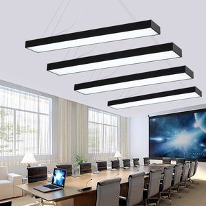 Sarkıt lambaları asılı tel alüminyum tavan lambası ofis bar ışıkları 4ft dikdörtgen ışık modern led avize fikstür