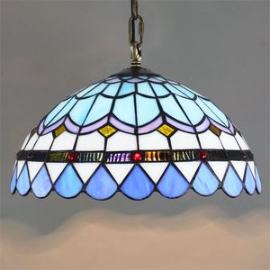 Lampada in vetro creativa moderna europea Tiffany in vetro colorato Mediterraneo semplice ristorante lampadario camera da letto balcone corridoio lampada TF070