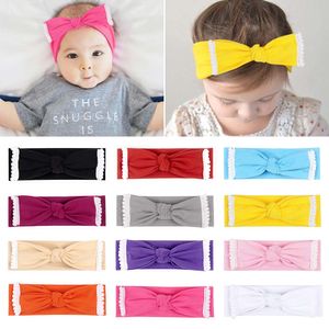 Solide Haarbögen Weiß Spitze Stirnband Für Baby Mädchen Elastisches Haarband Baumwolle Bowknot Turban Kopfbedeckung Haarschmuck