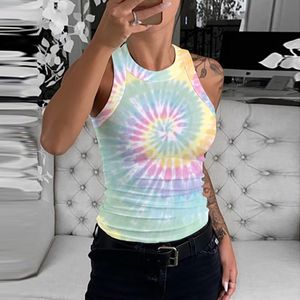 JAYCOSIN Streetwear Engen T-shirt Frauen 2020 Neue Ärmellose Tie-dye Licht Farbe Druck Damen T Shirt Cool Rundhals T tops