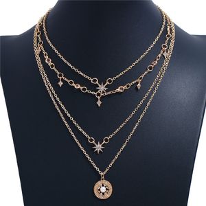 Nuova collana di stelle di cristallo Collana multistrato a catena d'oro Girocolli Collana di design avvolgente Gioielli di moda per le donne Regalo Will e Sandy