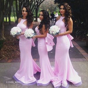 2019 Pink Colour Bridesmaid Dress Elegant Mermiad Backless Beach Maid of Honor Dress Wedding Party Gown Plus Size vestidos damas de honor