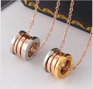 18k rose gold three color spring necklace for couples ceramic color matching clavicle chain pendant titanium steel