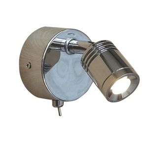 Topoch Lampada da Parete Cromata con Interruttore Lampada Inclinazione Girevole 3W LED Integrato Fascio da 30 Gradi Driver Integrato per Hotel/Camper Residenziale/Rimorchio AC100-240V DC12-24V