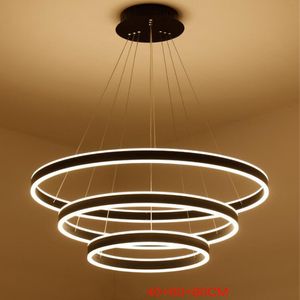 Gradation à distance Moderne LED Lustre Acrylique Cercle Anneaux Lustres Para Quarto Lampe Suspendue Pour Chambre Suspension Luminaire LLFA