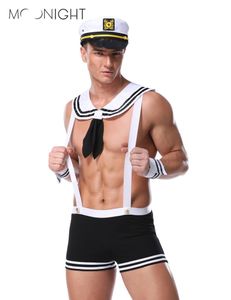 MOONIGHT Nuovi Uomini Costume da Marinaio Sexy Hot Erotico Sexy Slim Fit Marinaio Uniforme Festival di Carnevale Costumi Maschili di Halloween