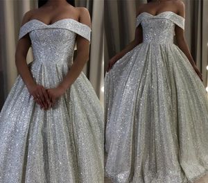 Tanie Srebrna Suknia Ślubna Dubaj Arabski Afryki Czarne Dziewczyny Linia Cekinowa Kraj Ogród Formalna Bride Bridal Suknia Custom Made Plus Size