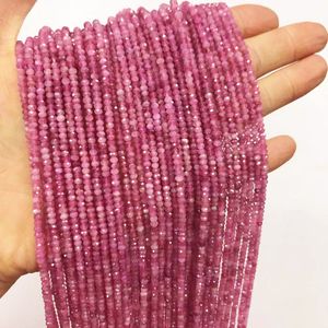 2x3mm faceted natural pink tourmaline stone beads loose spacer stone beads for jewelry making diy bracelet necklace strand 15