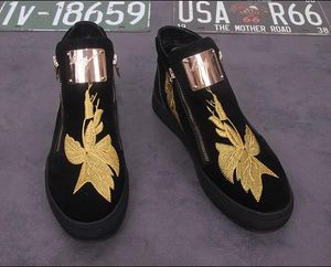 Designer- double zipper embroidery casual shoes trend wild high help