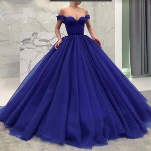 2019 Off The Shoulder Tulle Prom Quinceanera Dresses Empire Waist Ball Gown Cupcake Skirt Draped Sweet 16 Dress Vestidos 15 Anos Party