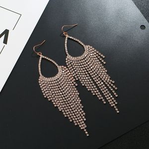 Fashion- Tassel Dangle Kolczyki Kobiety Dziewczyna Złoty Srebrne Łańcuchy Fringes Żyrandol Kolczyk Luksusowa Bride Wedding Jewelry Darmowa Wysyłka