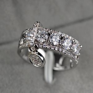 Luxury Female Crystal Zircon Stone Ring Unique Style Fashion Rose Gold Silver Jewelry Vintage Wedding Rings For Men And Women