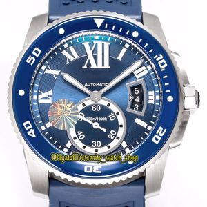 TW F5 Melhor versão Calibre De WSCA0011 Cal.1904-PS MC Automático Azul Big Date Dial Luminous Mens Watch Cerâmica Bezel Borracha Esporte Relógios