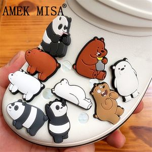 30 Teile/los Tiere Stil Kinder Strand Loch Schuhe Ornament Großhandel Panda Polar Braunbär Cartoon Schnalle PVC Weichgummi Zubehör