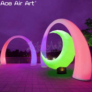 New beautiful inflatable lighting arch combination decoration with moon mockup for party stage event or promotion on sale