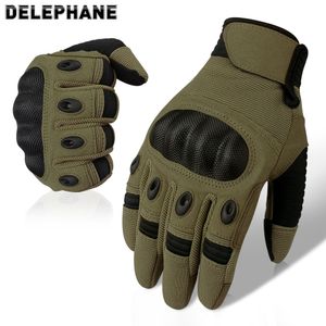 Green Tactical Full Finger Перчатки Мужчины Сенсорный экран Жесткий Костяк Ветрозащитный Стрельба Пейнтбол Мотоцикл Вождение Вождение Гидразготью Glove T200610