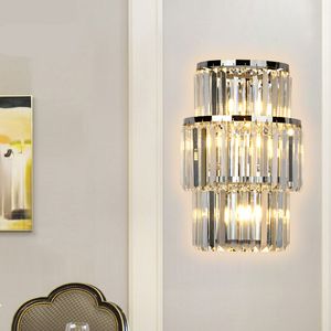 Delin Ny Modern LED Crystal Lamp Luxury AC90-260V Silver / Guld Inomhusvägg Sconces Lighting Fixture E14