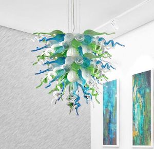 Nu trendiga rustika hängande lampor blåst glas LED-lampor ljuskrona belysning turkos grön vit vardagsrum ljuskronor till salu