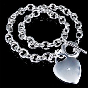 925 Stämplat Hjärtform Halsband Varumärken Sterling Silver Link Kedja Halsband För Kvinnor Ladies Mode Designer Hängsmycke Halsband Smycken Gift