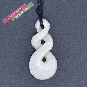 Fashion-t Sale New Zealand Maori Handmade Carved Ox Bone Necklace Infinity Twisted Pendant Womens Mens Hawaii Surfer Style Choker