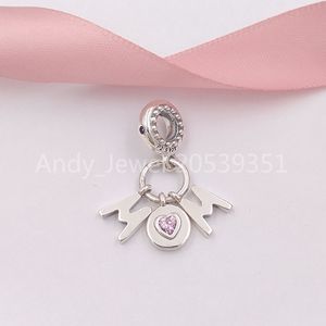 Andy Jewel Authentic 925 Sterling Gümüş Boncuklar Mükemmel Mom Shandagle Cazibe Yumuşak Pembe Leylak Kristal Takılar Avrupa Pandora tarzı takı bileziklerine uyuyor