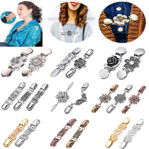 Ny antika koppar silver vintage kvinna halsduk blomma brosch clip cardigan tröja clips lapel pins broscher smycken gåvor för tjej kvinnor