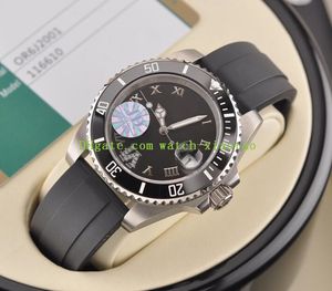 Najnowsza wersja Prestiżowy Zegarek 40mm 116610 316L Ceramiczny Bezel 8215 Ruch Gumowy Bransoletka Sapphire Wodoodporna Automatyczny Zegarek Mens
