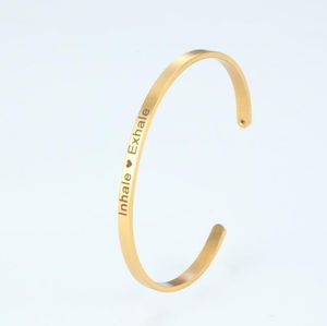 Браслет из нержавеющей стали Bracelet Buff Bangle Inhale Выдохните романтические подарки для пары/женских/мужских браслетов Лучший подарок