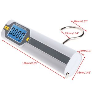 50pcs wholesale 50KG/10g Portable LCD Digital Luggage Hook Strap Scale Travel Hanging Scales+1 Meter Ruler