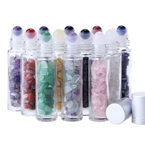 10ml Essential Oil Bottle Natural Gemstone Roller Ball Bottles Clear Perfumes Liquids Roll On Bottles