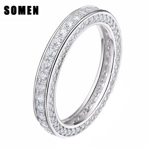 Somen Real 925 Sterling Silver Pierścionki Dla Kobiet Moda Obrączki Obrączki Zaręczyny Królowa Biżuteria Sieraden Bague Mariage Femme J190716