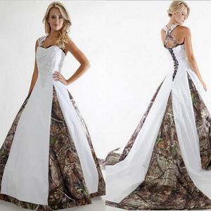 Wedding Camouflage Dress Sweetheart Criss Cross Lace Applique Off The Shoulder Ball Gown Bridal Gowns With Chapel Train S S s