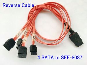 100 peças cabo serial ata de alta qualidade 4 * sata para SFF-8087 mini sas 36 pinos cabo de fuga reversa vermelho 50cm