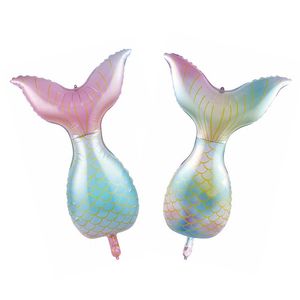 New Cartoon Mermaid Tail Birthday Balloons Decorazione per feste di buon compleanno Palloncino in alluminio per bambini 52x85 cm