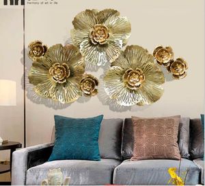 Chinese iron Decorative Plates modern three-dimensional decoration wall hanging creative home background Faux Floral