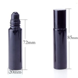 Black Stone Roll-on-Glasflaschen, 10 ml, Edelstein-Rollflaschen für ätherische Öle, 600 Stück, mit Alu-Deckel