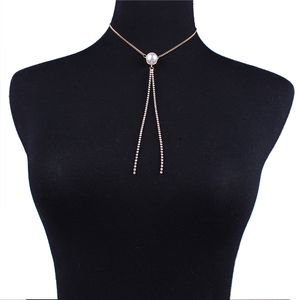 Wholesale-pendant choker diamonds tassel tennis necklace women fashion 18k gold plated graduated jewelry Two styles free shipping