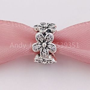 Andy Jewel Authentic 925 Серебряные серебряные бусины Ослепительные ромашки Clear Cz Charms подходит для европейских ювелирных изделий в стиле Пандоры ожерелье